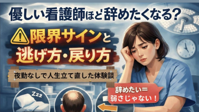 「優しい看護師ほど辞めていく」のはなぜ？限界サインと後悔しない環境選び【実体験】 