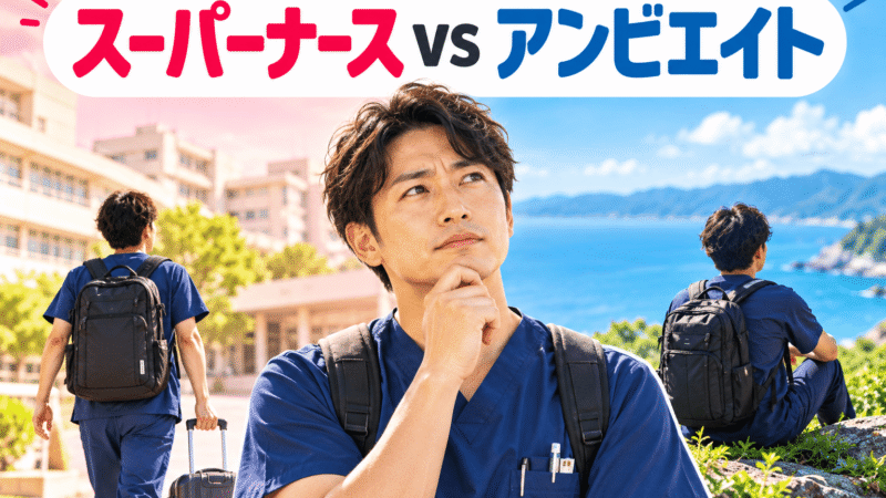 スーパーナースとアンビエイトどっちがいい？応援ナースが高知の精神科で比べた違い【給料・保険・寮】 